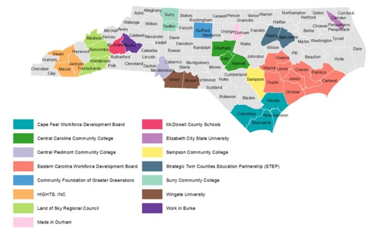 Colored coded graphic of WNC with Local Educational Attainment Collaboratives