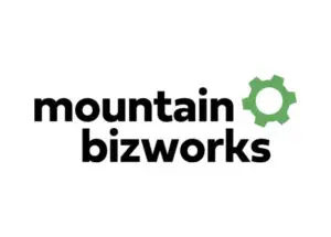 mountain bizworks logo with green cog wheel