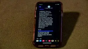Cell phone with overdose spike alert message