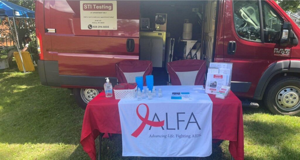 AIDS and STI Testing van and table