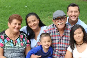 Family of grandparents, parents, and children