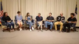 Students on a panel