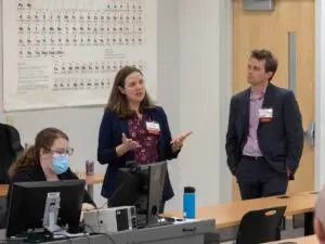Presenters in a high school class room