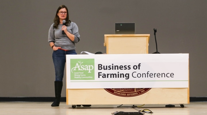 Katharine Galpin presenting at the Business of Farming Conference