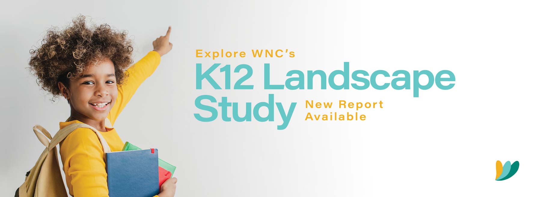 k12 Landscape Study banner with elementary student