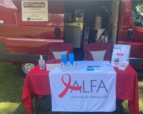 AIDS and STI Testing van and table