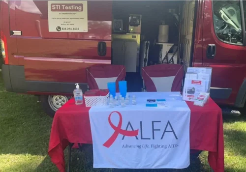 AIDS and STI Testing van and table