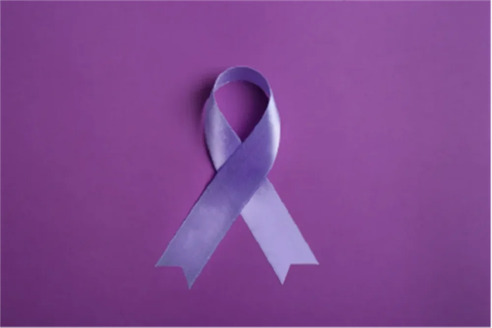 Purple ribbon on purple backdrop