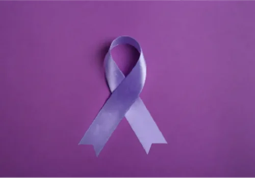 Purple ribbon on purple backdrop